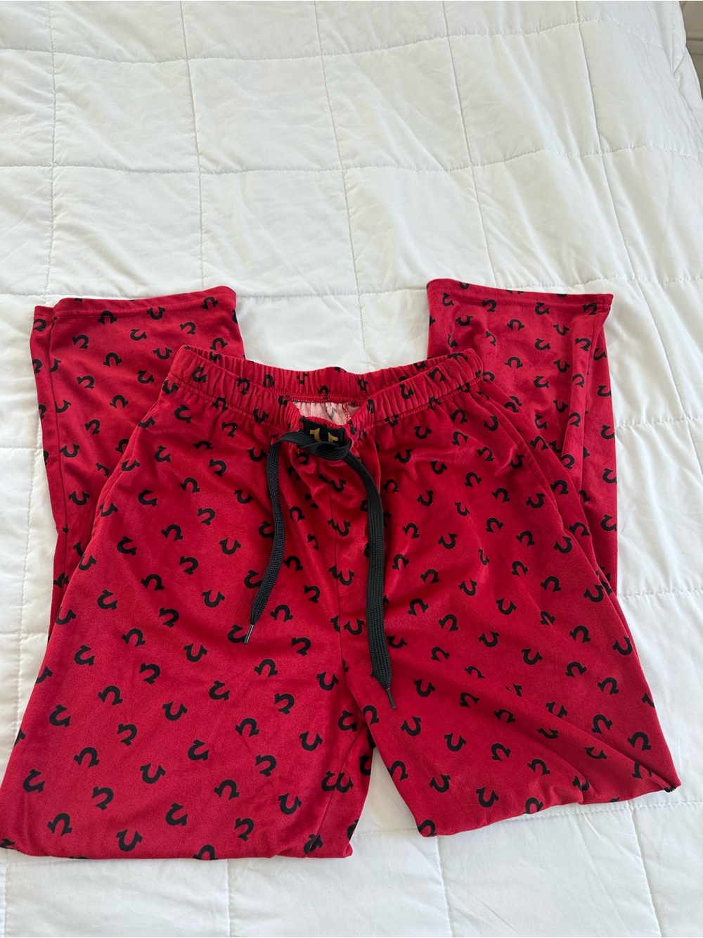 True Religion Red Lounge Pajama Pants with Black Logo Print